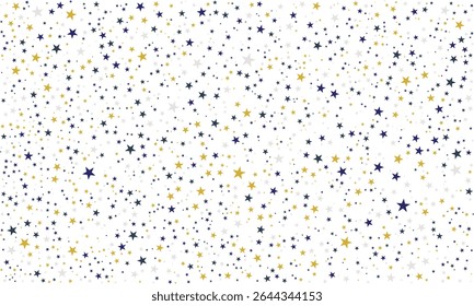 Padrão de Dispersão da Estrela Azul Dourada em Branco - Projeto de Fundo Festivo Celestial