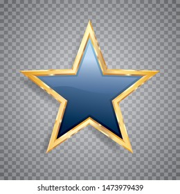 golden blue star with transparent shadow, commercial success icon