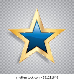 golden blue star with transparent shadow, commercial success icon