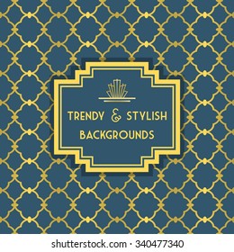 Golden and Blue trendy and stylish decoration background with border tag