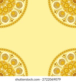 Goldenes Boho gepunktetes Mandala nahtloses Eckmuster mit Kopienraum für Text