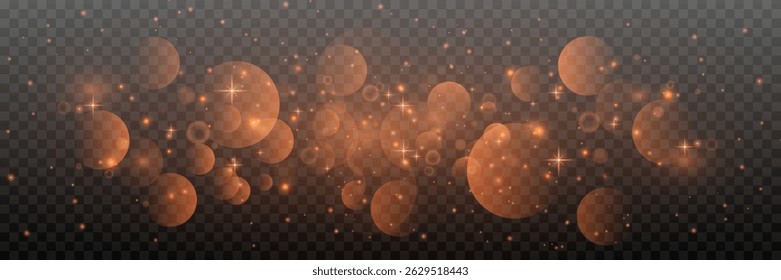 Golden bokeh. Abstract glitter effect. Glittering dust particles and sparks. Vector EPS 10.