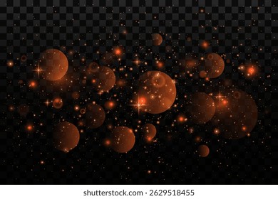 Golden bokeh. Abstract glitter effect. Glittering dust particles and sparks. Vector EPS 10.