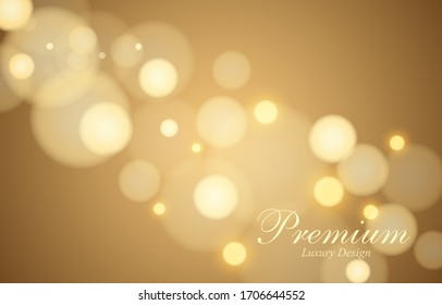 Golden bokeh background. Blur light beige effect wallpaper. Abstract background bokeh blurred. Shiny bokeh light effect. Vector illustration.