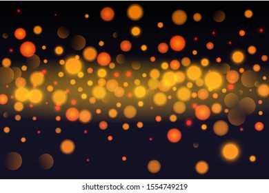 Golden bokeh background. Christmas glowing lights. Holiday decorative effect.