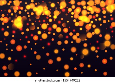 Golden bokeh background. Christmas glowing lights. Holiday decorative effect.