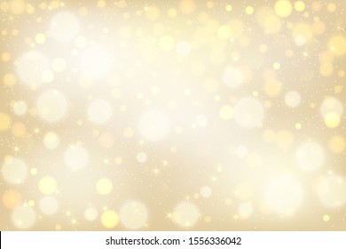 Golden bokeh background. Christmas glowing lights with sparkles. Holiday decorative effect.