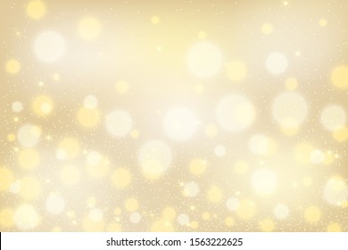 Golden bokeh background. Christmas glowing lights with sparkles. Holiday decorative effect.