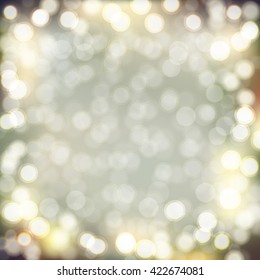 Golden Bokeh Background, With Gradient Mesh, Vector Illustration