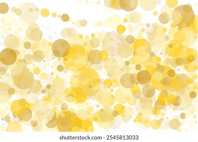 Golden bokeh background, Light yellow. Scalable vector illustration. Pattern with circles of different scale and transparency with overlap. Easy background for banners, web pages, ads, Wallpapers