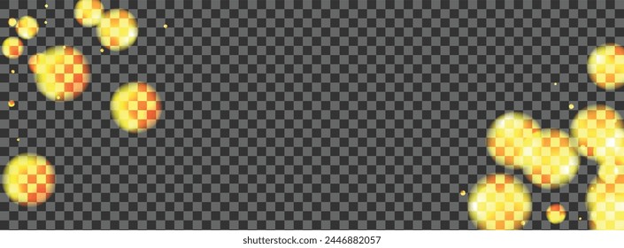 Golden Bokeh Background Transparent Vector. Flare Luminous Design. Happy Illustration. Blur Dot Bright Card. Gold Twinkle.