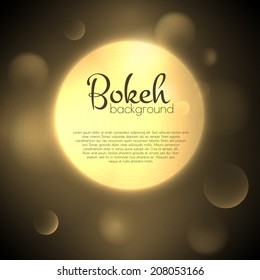 Golden bokeh background. Vector eps10 Blurred light. Magic lights.