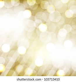 Golden Bokeh With Blurred Background, Vector Illustration