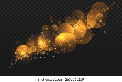 Golden bokeh cluster with shimmering particles, perfect for gala invitations, high-end branding, and festive celebration backdrops.