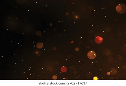 Efecto bokeh dorado sobre fondo transparente
