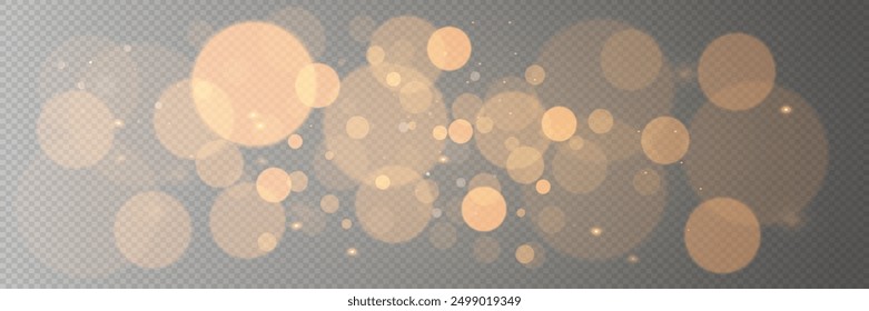 Goldener Bokeh-Effekt. Zauberhafte Staubpartikel. Auf transparentem Hintergrund.