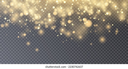 Goldener Bokeh mit fallendem Lichthupen unscharfer Effekt Lichteffekt. Vektorgrafik