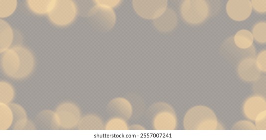 Golden bokeh frame, blurry background, festive decoration.