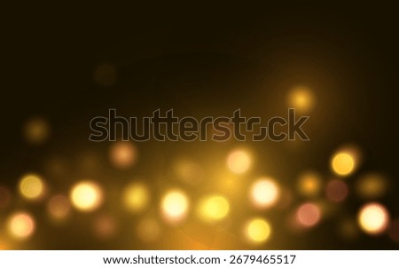 Golden Bokeh Light Background on Dark Elegant Tone. Soft Glowing Abstract Sparkles for Luxury Celebration, Background decoration
