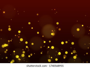Fondo dorado de la luz bokeh. Efecto espumoso con partículas. Polvo superpuesto mágico. Textura de desenfoque brillante.