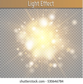 Golden bokeh light effect explosion with sparks