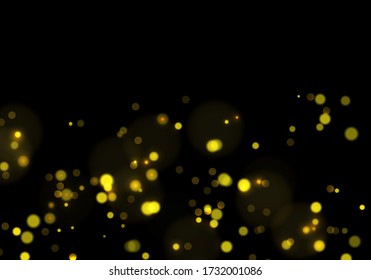 Golden bokeh, light overlay background. Sparkle effect with particles. Magic overlay dust. Glitter blur texture.