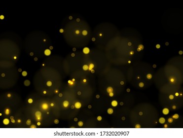 Golden bokeh, light overlay background. Sparkle effect with particles. Magic overlay dust. Glitter blur texture.