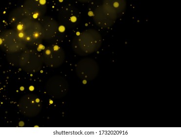 Golden bokeh, light overlay background. Sparkle effect with particles. Magic overlay dust. Glitter blur texture.