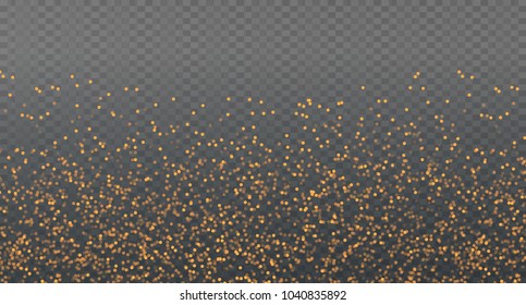 Golden bokeh lights with glowing particles isolated. Vector illustration