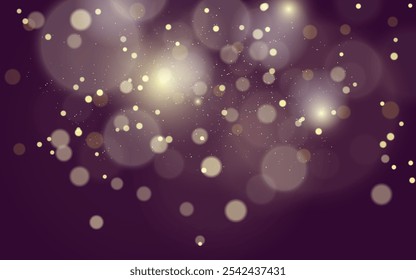 Golden bokeh lights on a dark background, creating a magical and festive atmosphere. Sparkling light effect with subtle glowing particles on a dark background