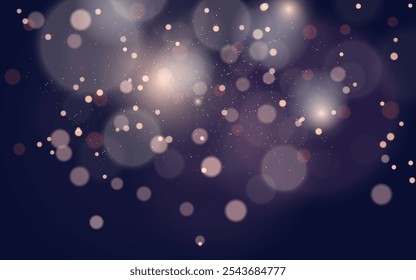 Golden bokeh lights on a dark background, creating a magical and festive atmosphere. Sparkling light effect with subtle glowing particles on a dark background