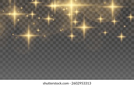 Golden Bokeh Lights - Soft Blurred Glow with Shimmering Particles and Floating Light Orbs for Elegant, Dreamy, and Festive Design Elements on a Transparent Background