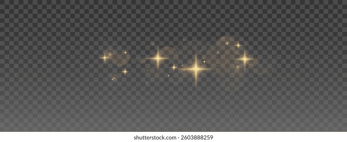 Golden Bokeh Lights - Soft Blurred Glow with Shimmering Particles and Floating Light Orbs for Elegant, Dreamy, and Festive Design Elements on a Transparent Background