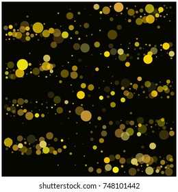 Golden Bokeh Lights. Sparkling Celebration Design. Festive New Year, Christmas or Birthday Background. Rich VIP Premium Golden Bokeh Lights Design. Vector Bright Abstract Confetti. Shimmer Sequin Glow