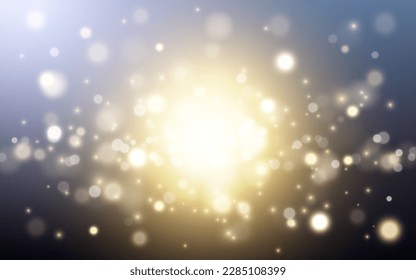 Golden bokeh on black background, Vector eps 10 illustration bokeh particles, Background decoration