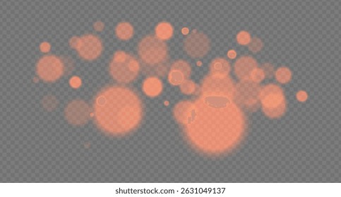 Golden bokeh. Soft golden glow circles with blurred light and smooth gradient on transparent background for festive, cozy or magical projects.