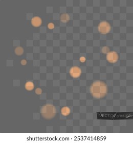 Golden bokeh. Vector illustration isolated on transparent background. Abstract Holiday Light Rays. For card, party, design, flyer, poster, banner, web, advertising