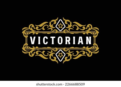 Golden Bold Border Frame Royal Badge Emblem Stamp Label Logo Design Vector