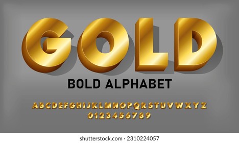Golden bold font and alphabet.