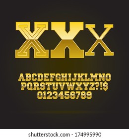 Golden Bold Font and Numbers, Eps 10 Vector, Editable for any background