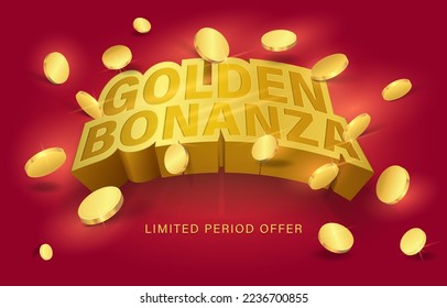 Golden bonanza design element for shopping promotions. Bonanza creative template for marketing promos.