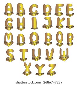 Golden Book Alphabet Set Vector - Ornate Luxury Font for Graduation, Academic Achievement, School Awards, and Knowledge Typography Design.