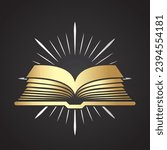 golden book with silver light logo
