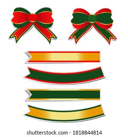 Golden border christmas bow on white background