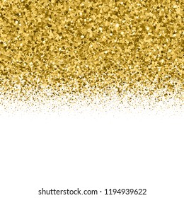 Golden Border. Glitter Texture On White. Editable Template. Glittering Celebratory Background. Gold Explosion Of Confetti. Vector Illustration, Eps 10.