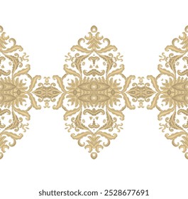 Golden border ornament,  on white background, ornamental decor