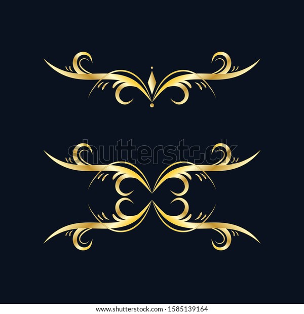 Golden border set. Hand drawn borders with\
glitter. Ornamental decorative\
elements