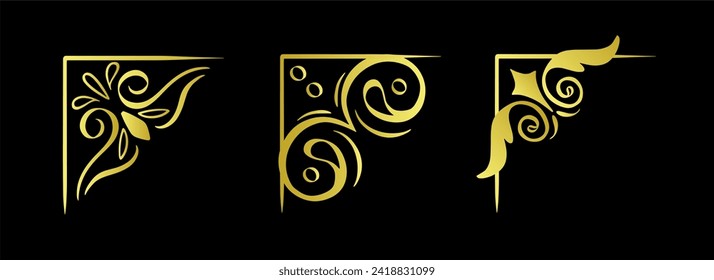Golden border set ornaments pack