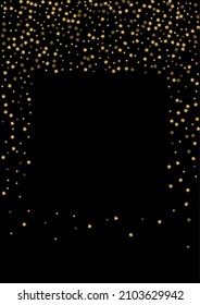Golden Border Star Background. Twinkle Spark Design. Gradient Sequin Best Pattern. Celebration Confetti Texture. Yellow Blink Illustration