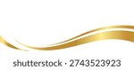 Golden border swooshes wave element with a metallic gradient